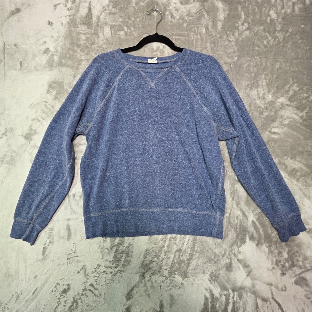 J. Crew Sportswear Blue Heather Raglan Sweatshirt V-Stitch Pullover Mens Medium